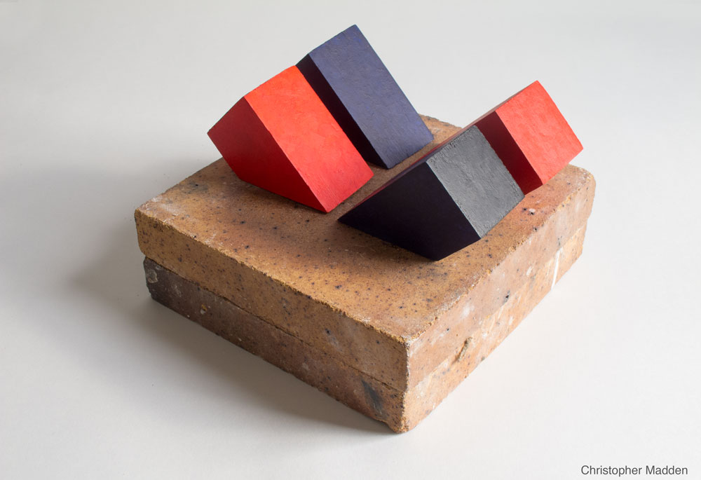 Contemporary arte povera sculpture - painted geometrical forms Contemporary arte povera sculpture - repeating elements