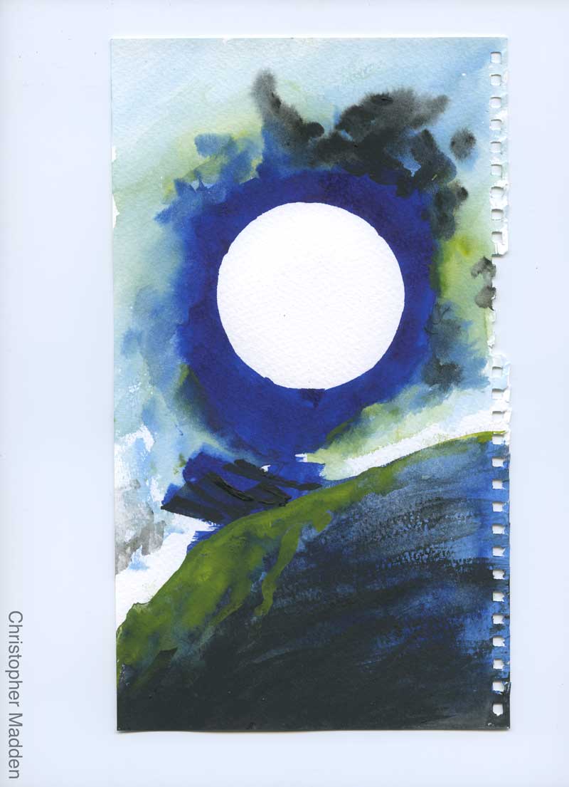 abstract contemporary art watercolour painting - white circle