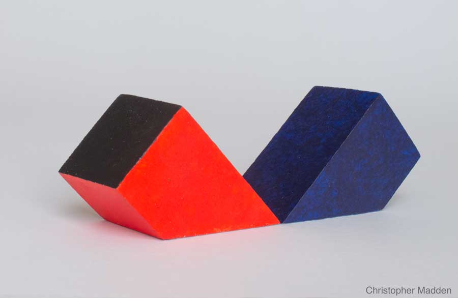 Abstract modern sculpture - painted wood abstract modern sculpture - geometric forms from found objects