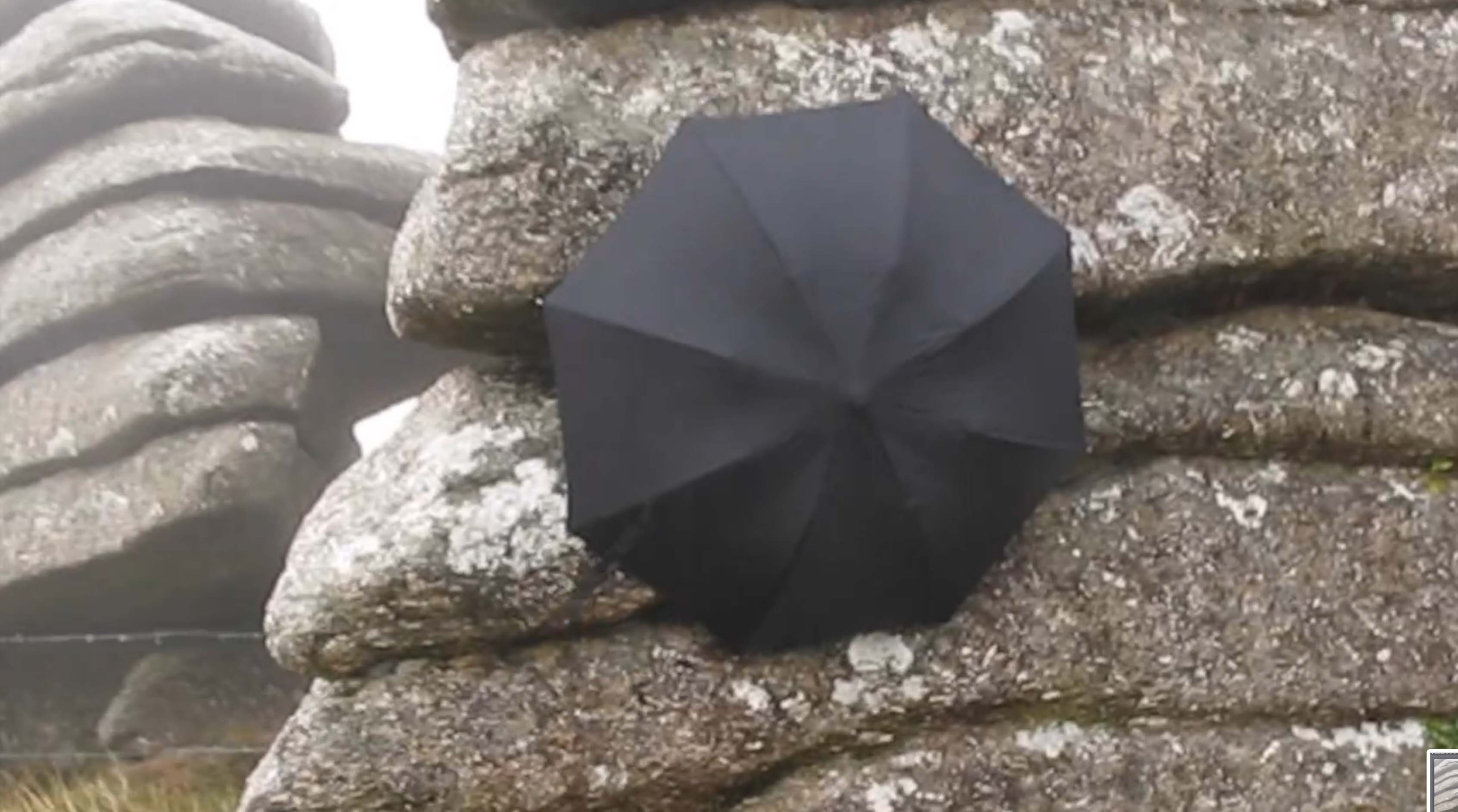 contemporary art in the environment - umbrella, land art, Cornwall