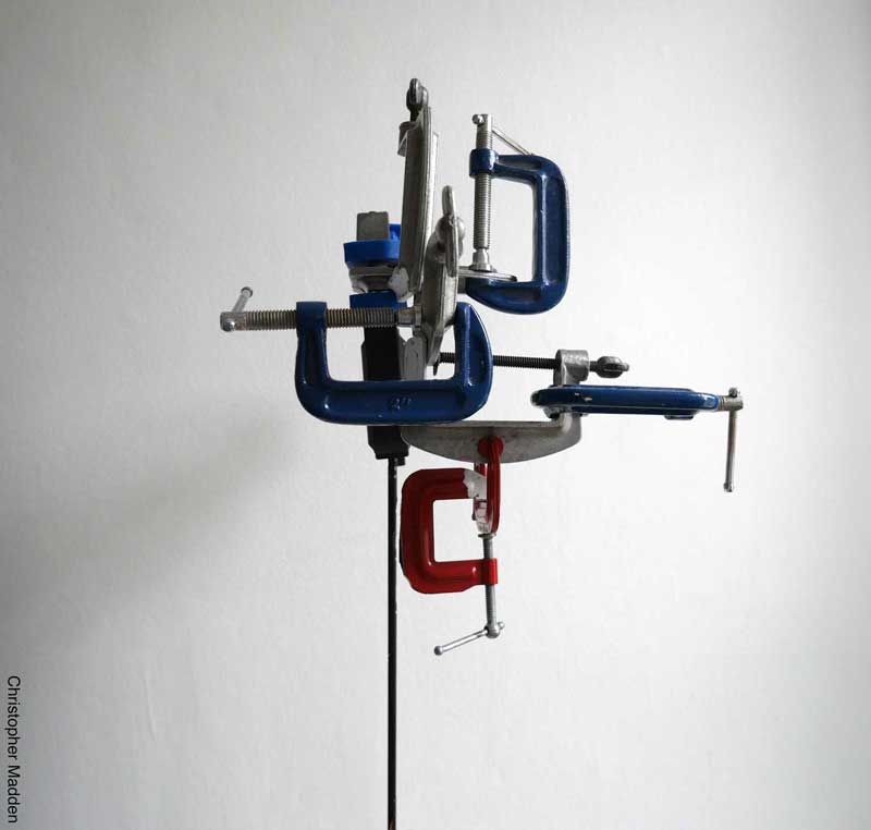 Contemporary art assemblage from construction tools