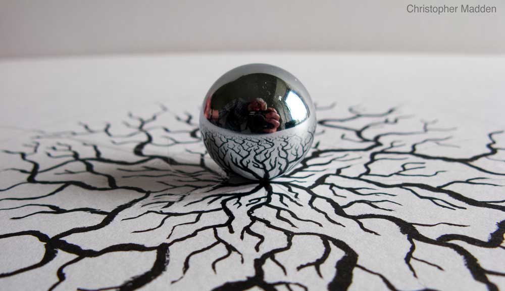 sculpture - reflections in a sphere creating eyeball effect