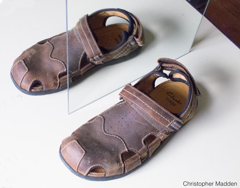 contemporary art - shoe reflections in mirror mirror based art - shoe reflections in a mirror