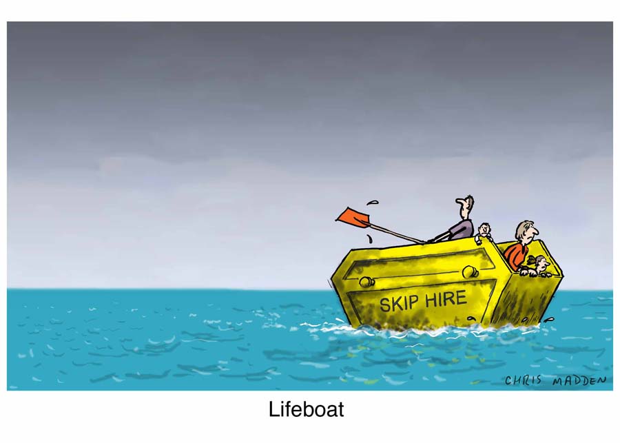 waste land builders skip boat - cartoon