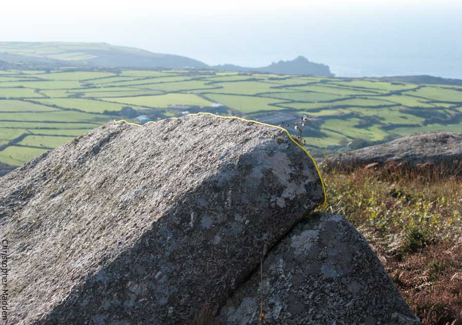 Art in the environment - cord tracing edge of rock